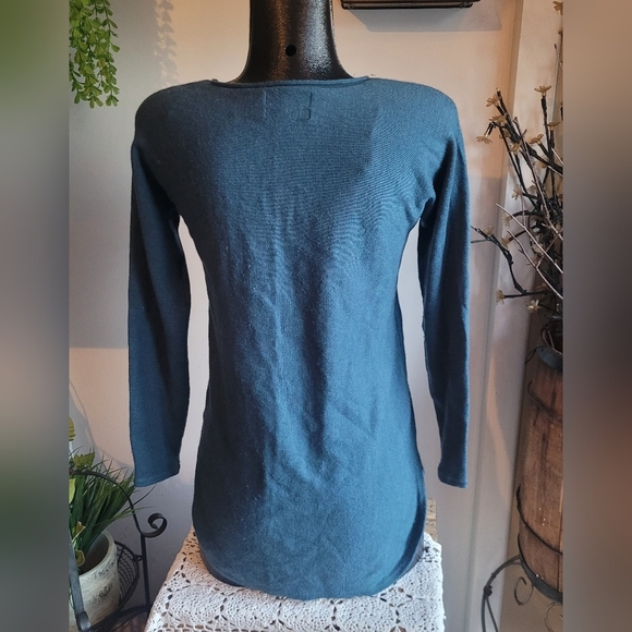 Cynthia Rowley Teal Merino Wool Sweater S - Picture 4 of 6